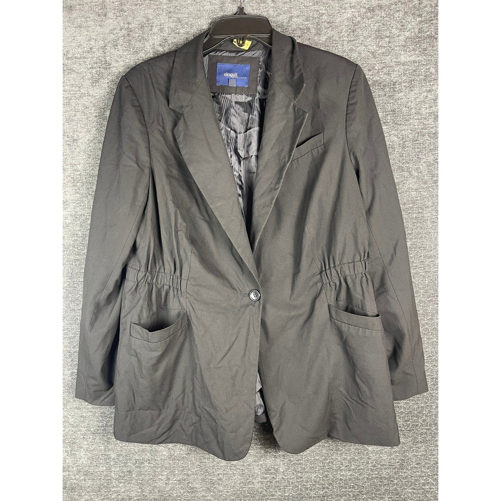 Eloquii by The Limited Black Cinched Elastic Waist Blazer Jacket Size 14 Notched